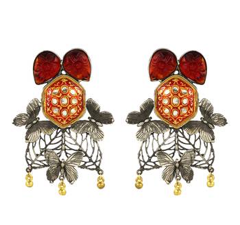 Red onyx carving meena earrings 3