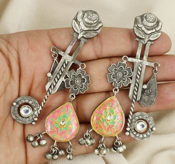 Black oxidize meena dangle earrings 2
