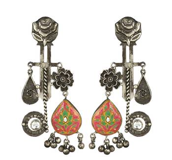 Black oxidize meena dangle earrings 3