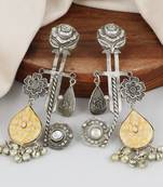 Black oxidize meena statement earrings