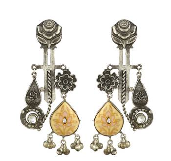 Black oxidize meena statement earrings 3