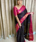 Multy color silk blend saree with blouse