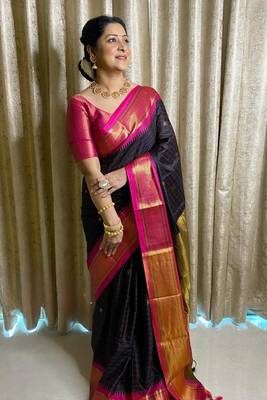 Multy color silk blend saree with blouse 2