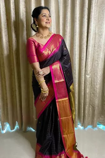 Multy color silk blend saree with blouse