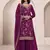 Magenta chinon heavy embroidery semi stitched wedding palazzo suits