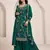 Sea green chinon heavy embroidery semi stitched wedding palazzo suits