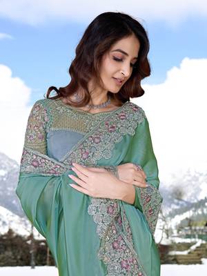  Silk Embroidered Heavy Border Saree With Unstitched Designer Blouse Saree For Women 5