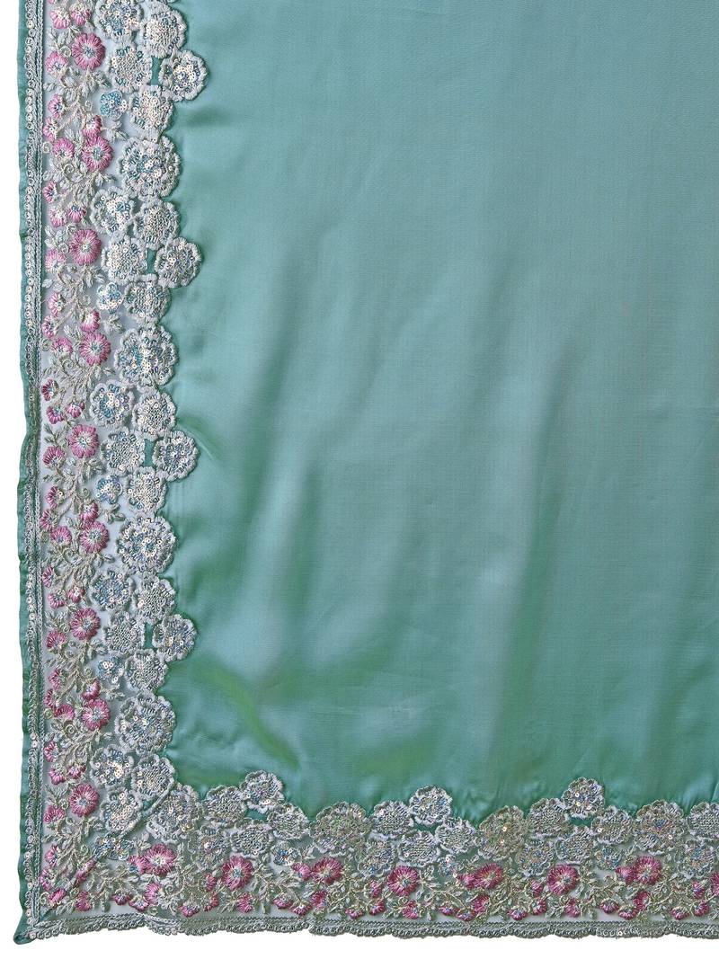  Silk Embroidered Heavy Border Saree With Unstitched Designer Blouse Saree For Women