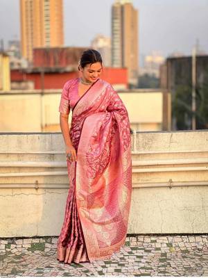 Babypink Silk blend Sarees with blouse 2
