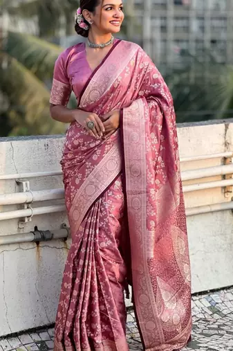 Babypink Silk blend Sarees with blouse