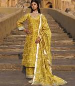 Olive yellow chanderi kurta set