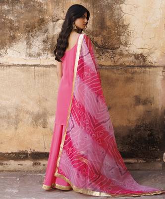Pink crepe strappy sharara set 4