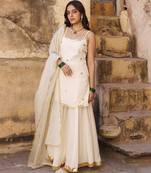 Ivory crepe strappy sharara set