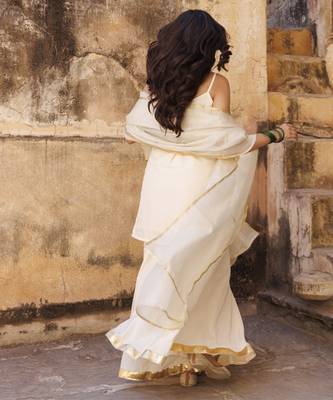 Ivory crepe strappy sharara set 3