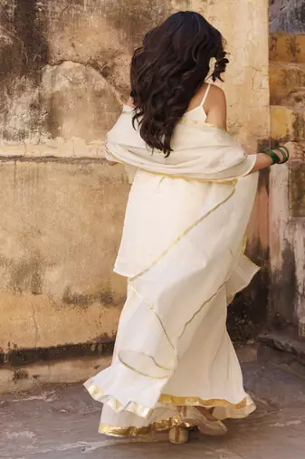 Ivory crepe strappy sharara set