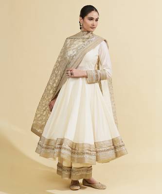 Ivory sequins work chanderi anarkali 1