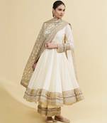 Ivory sequins work chanderi anarkali
