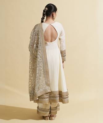 Ivory sequins work chanderi anarkali 3