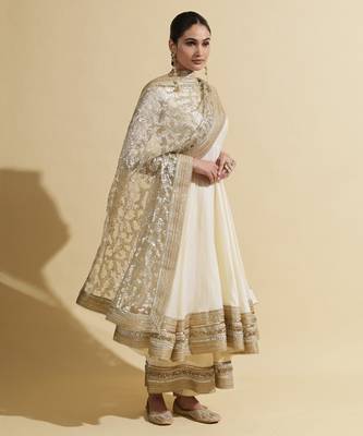 Ivory sequins work chanderi anarkali 4