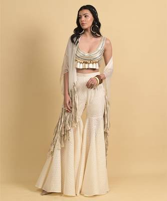 Ivory dori embroidery cotton pant set 2