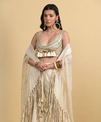 Ivory dori embroidery cotton pant set 3