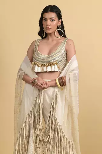 Ivory dori embroidery cotton pant set