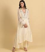 Ivory sequins work cotton kaftans