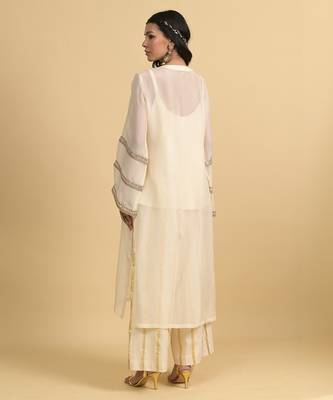 Ivory sequins work cotton kaftans 3
