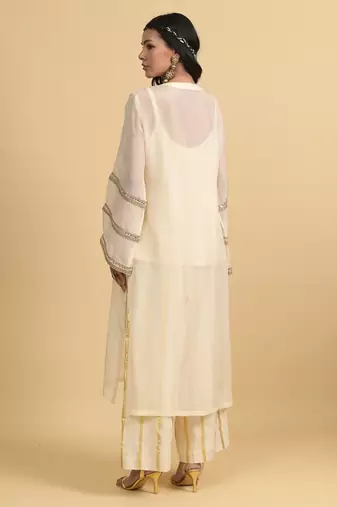 Ivory sequins work cotton kaftans