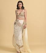 Ivory sequins work georgette skirt set