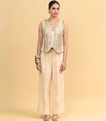 Ivory sequins work cotton pant set