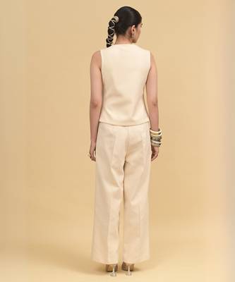 Ivory sequins work cotton pant set 2