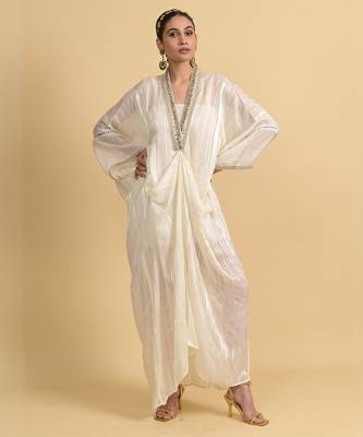 White dori embroidery organza kaftans 1