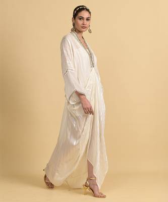White dori embroidery organza kaftans 3