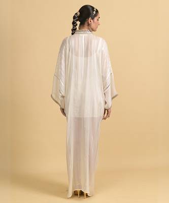 White dori embroidery organza kaftans 5