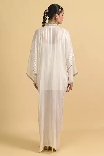 White dori embroidery organza kaftans