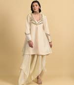 Ivory beads silk pant set