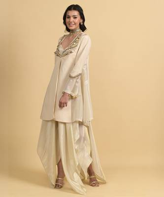 Ivory beads silk pant set 2