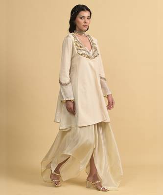Ivory beads silk pant set 3