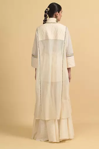 Ivory mirror work cotton fusion wear