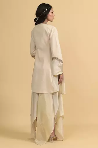 Ivory beads silk pant set