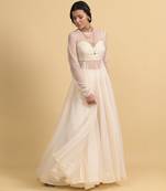 Ivory sequins work organza anarkali set