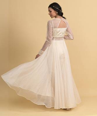 Ivory sequins work organza anarkali set 4