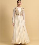 Ivory dori embroidery chanderi anarkali
