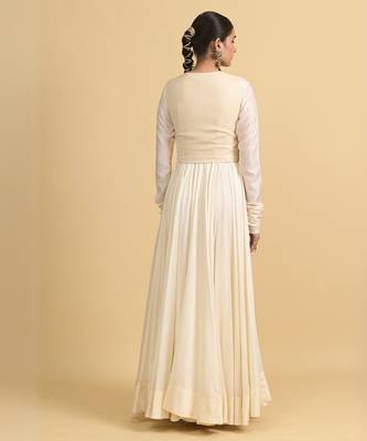 Ivory dori embroidery chanderi anarkali 4