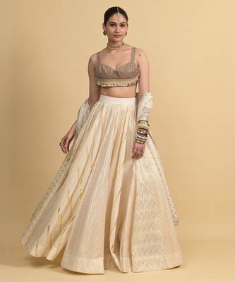 Ivory Dori Embroidery Georgette Lehenga Set 1