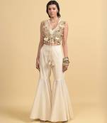 Ivory dori embroidery cotton pant set