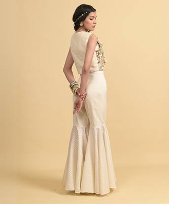 Ivory dori embroidery cotton pant set 2