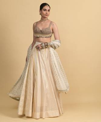 Ivory Dori Embroidery Georgette Lehenga Set 2
