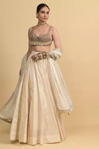 Ivory Dori Embroidery Georgette Lehenga Set